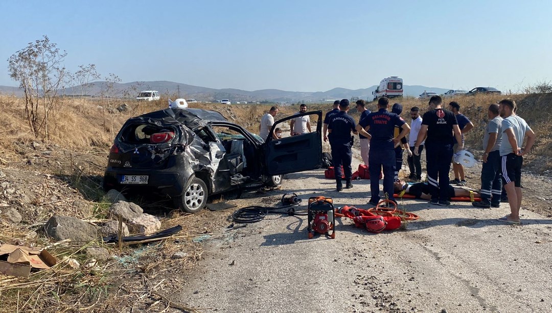 Taş isabet eden otomobil takla attı: 5 yaralı