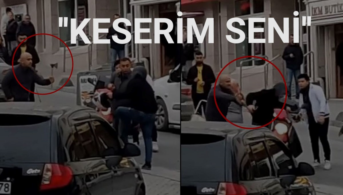 Ters yöne giren motosikletliye baltalı tehdit Ters yöne giren motosikletliye baltalı tehdit