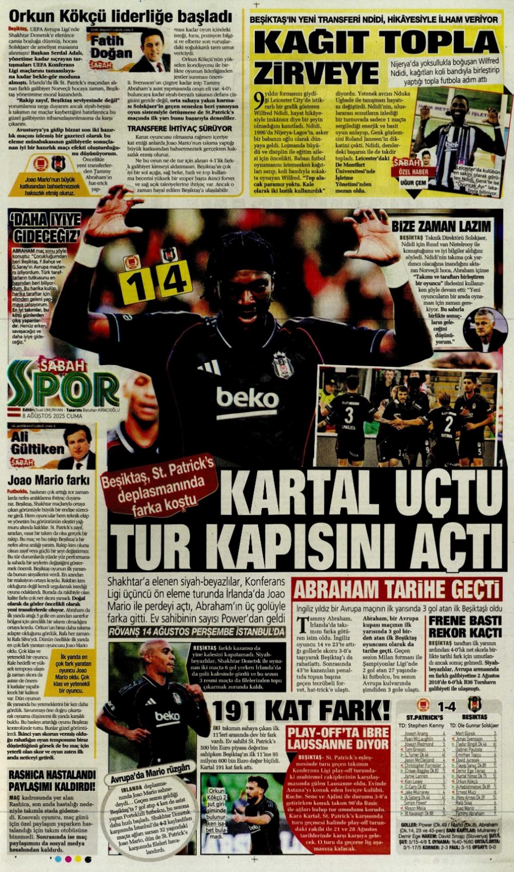 "Gidenin yeri dolmadı" (8 Ağustos spor manşetleri) - 14