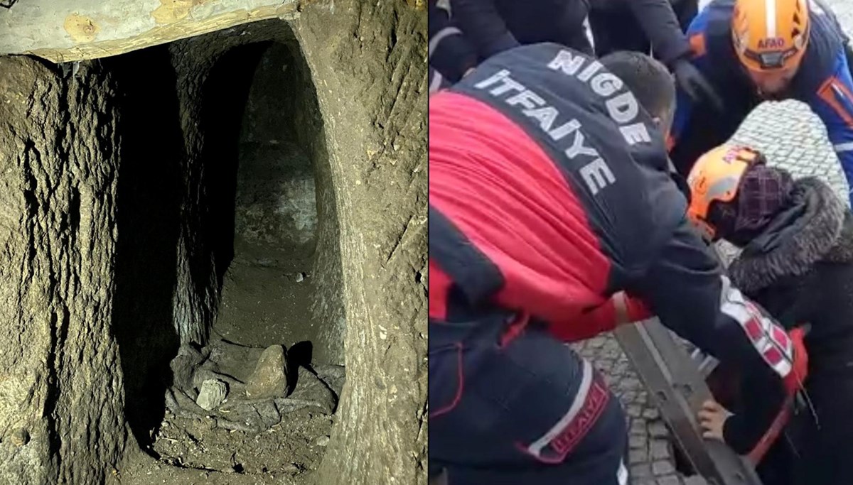 Kalede gezerken definecilerin açtığı tünele düştü