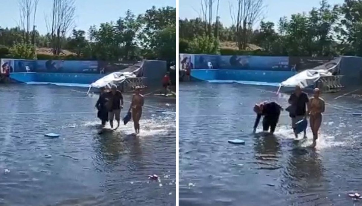 Fatih'te havuz patladı: Okul bahçesi göle döndü