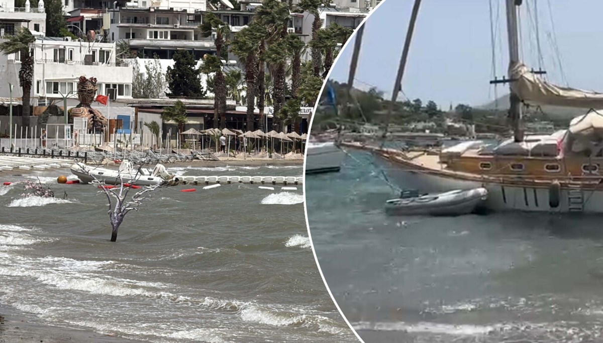 Bodrum'u fırtına vurdu: Rüzgarın hızı 100 kilometreye ulaştı!