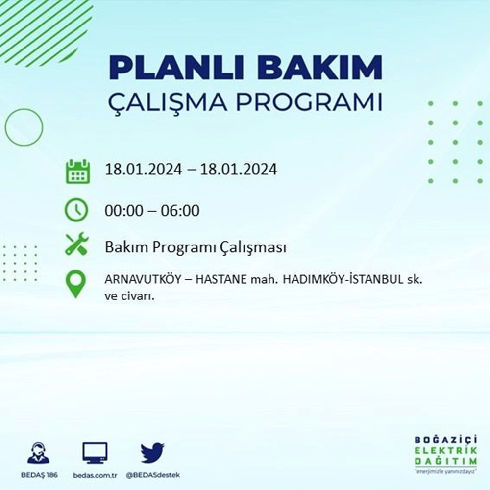 İstanbul'un 17 ilçesinde elektrik kesintisi: Elektrikler ne zaman gelecek? (18 Ocak BEDAŞ kesinti programı) - 2