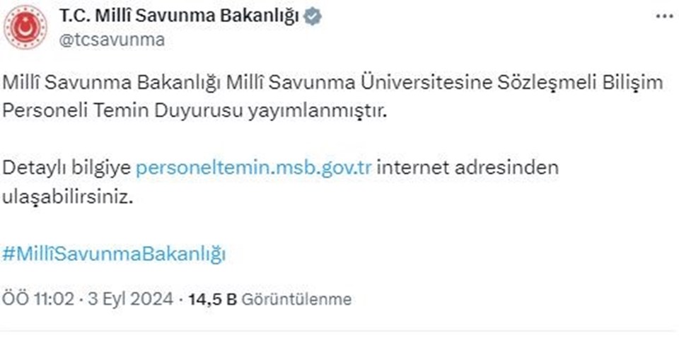 MSB sözleşmeli personel alınacak: MSB bilişim personeli alımı başvuru nasıl yapılır, başvuru şartları neler? - 1