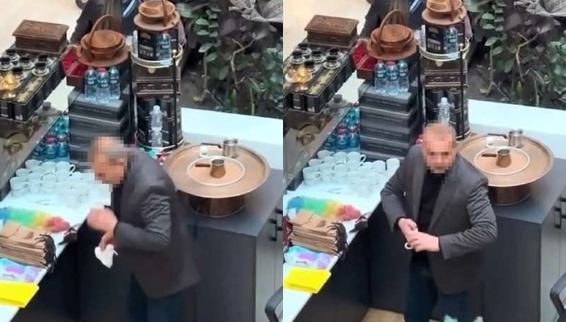 Edirne'de skandal hareket! Kahve fincanlarını tükürerek temizledi
