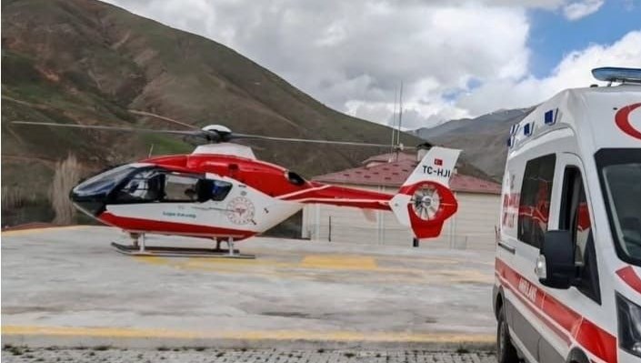 86 yaşındaki hasta helikopterle sevk edildi