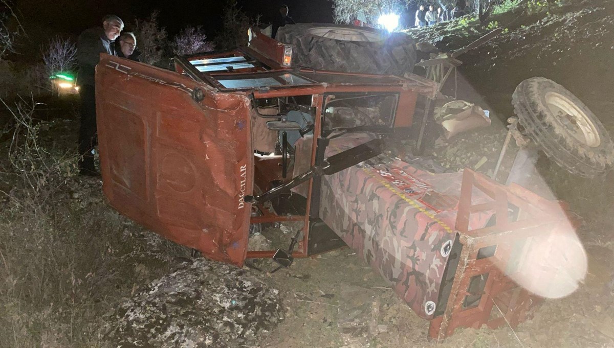 Kontrolden çıkan traktör 30 metreden yuvarlandı