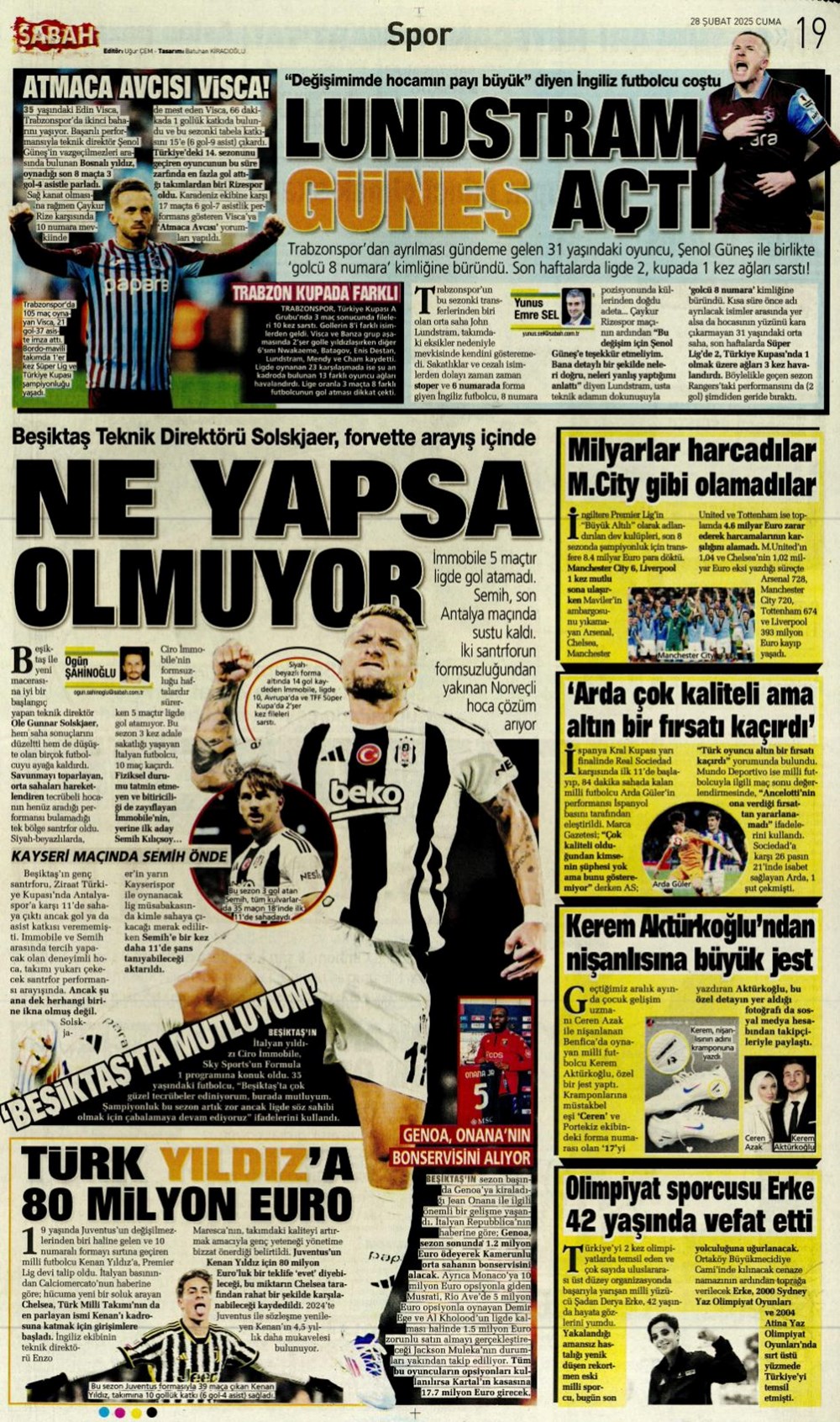 "Çeyrek finalde derbi var" (28 Şubat 2025 spor manşetleri) - 19