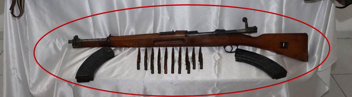 Birinci Dünya Savaşı dönemine ait Alman yapımı Mauser marka olduğu belirtilen tüfek.