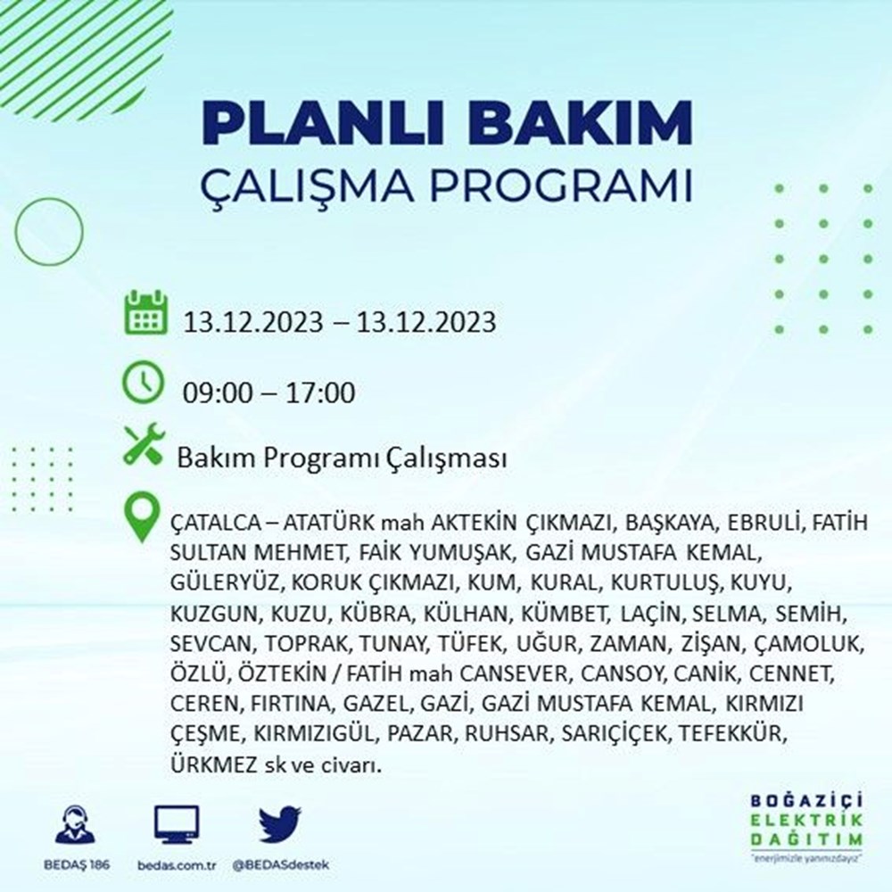 İstanbul'un 20 ilçesinde elektrik kesintisi: Elektrikler ne zaman gelecek? (13 Aralık BEDAŞ kesinti programı) - 15