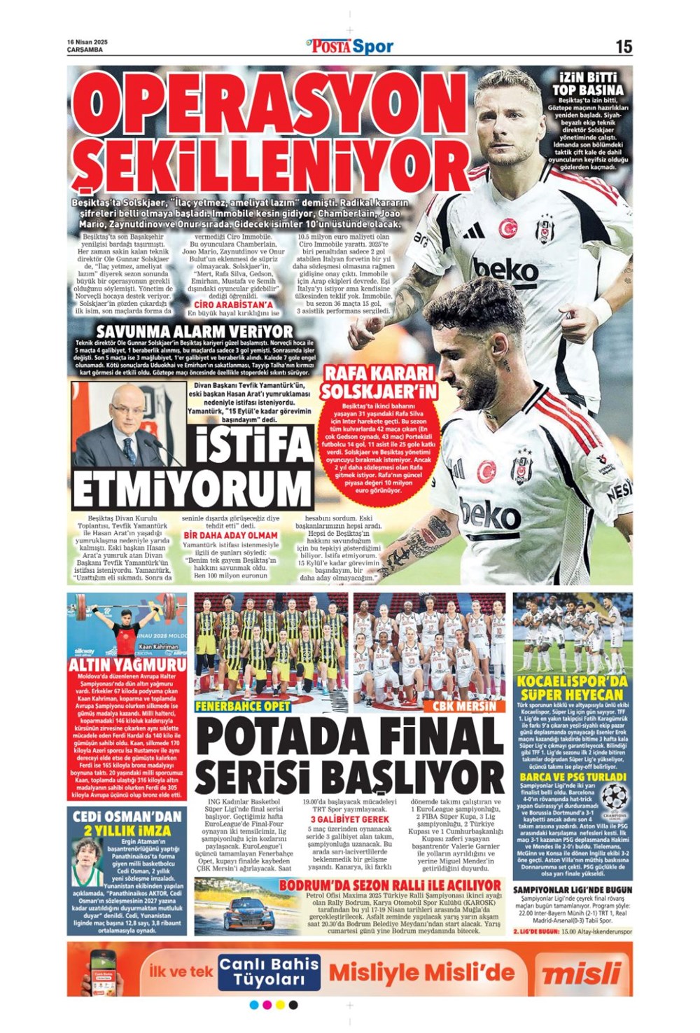 "Kim Min-Jae harekatı" (16 Nisan 2025 spor manşetleri) - 23