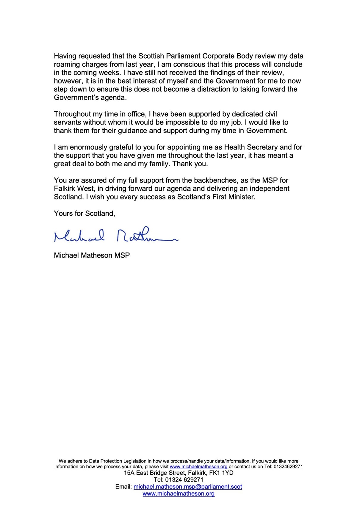 İskoçya Sağlık Bakanı Michael Matheson'dan açıklama: Çocuklarının internet faturası istifa getirdi