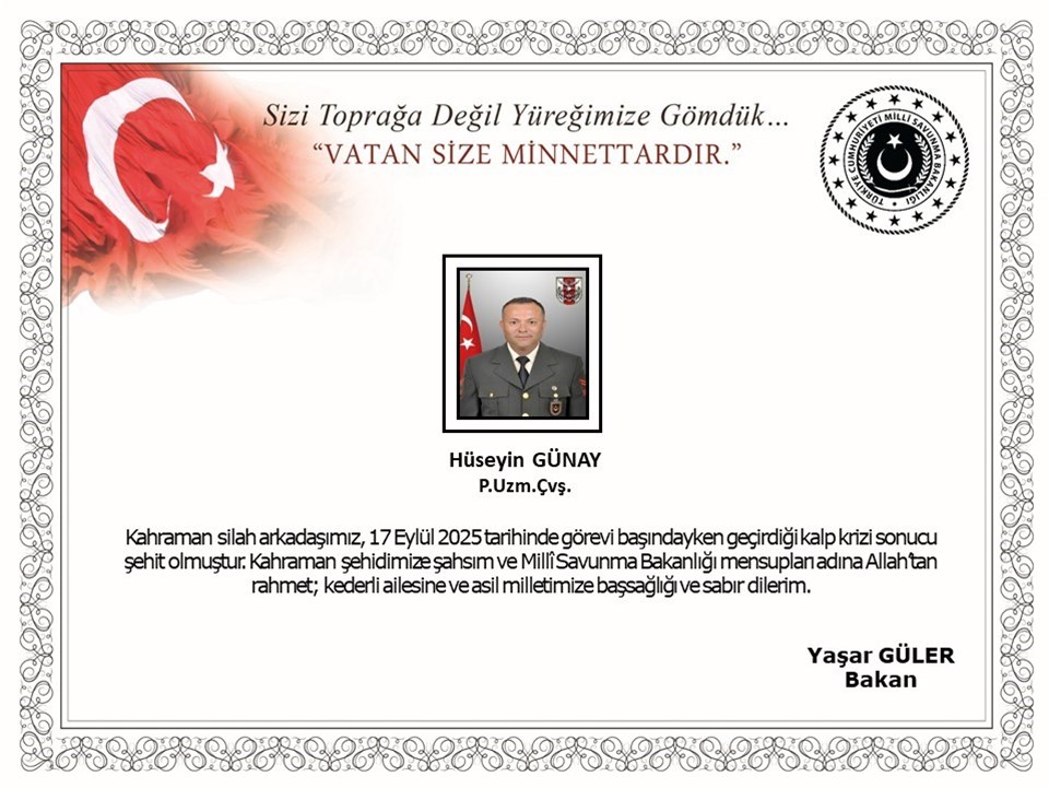 MSB acı haberi duyurdu: Uzman çavuş kalp krizi sonucu şehit oldu - 1