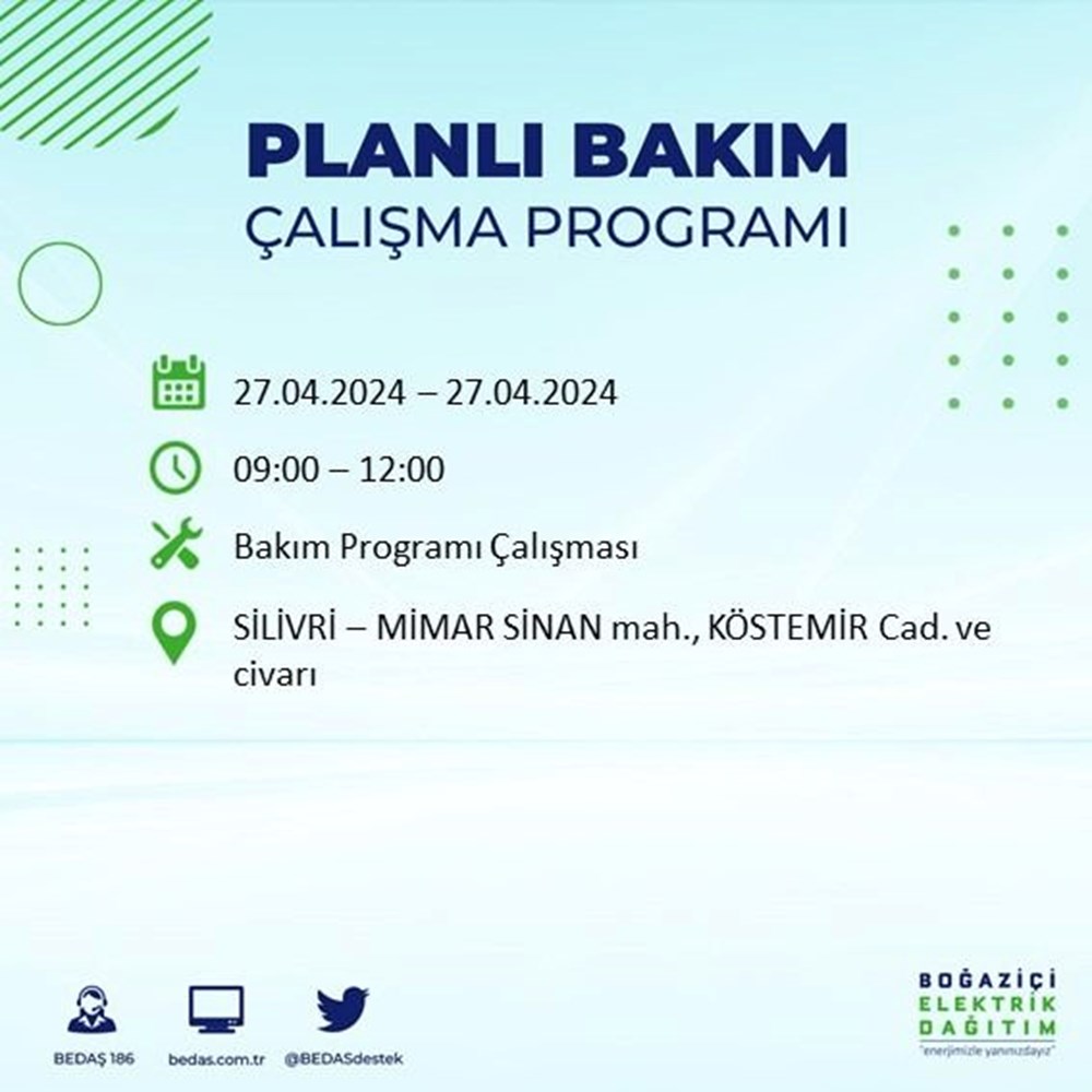 تركيا اليوم انقطاع التيار الكهربائي غداً السبت عن 20 منطقة بإسطنبول انقطاع التيار الكهربائي عن 20 منطقة بإسطنبول: متى تعود الكهرباء؟ (جدول قطع BEDAŞ بتاريخ 27 أبريل) - 57