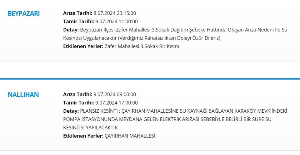 Ankara'nın 6 ilçesinde su kesintisi (Nallıhan, Polatlı, Altındağ...): Sular ne zaman gelecek? ASKİ programı - 2