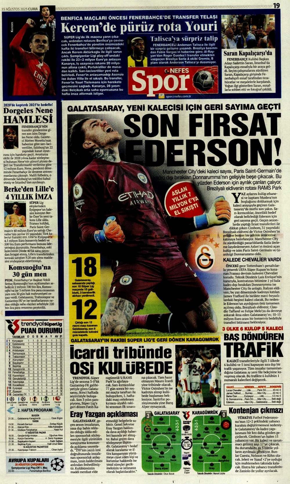 "Kabustan zafere" (15 Ağustos spor manşetleri) - 13
