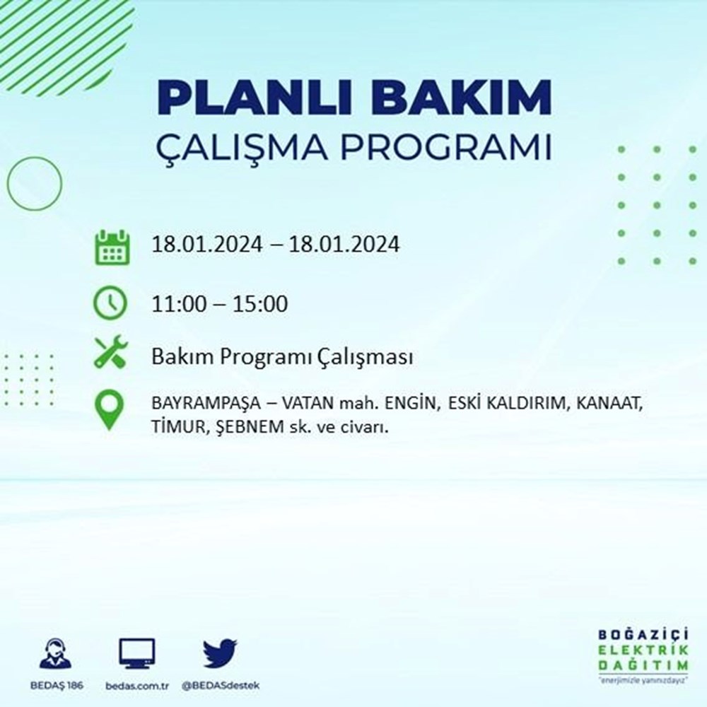 İstanbul'un 17 ilçesinde elektrik kesintisi: Elektrikler ne zaman gelecek? (18 Ocak BEDAŞ kesinti programı) - 14