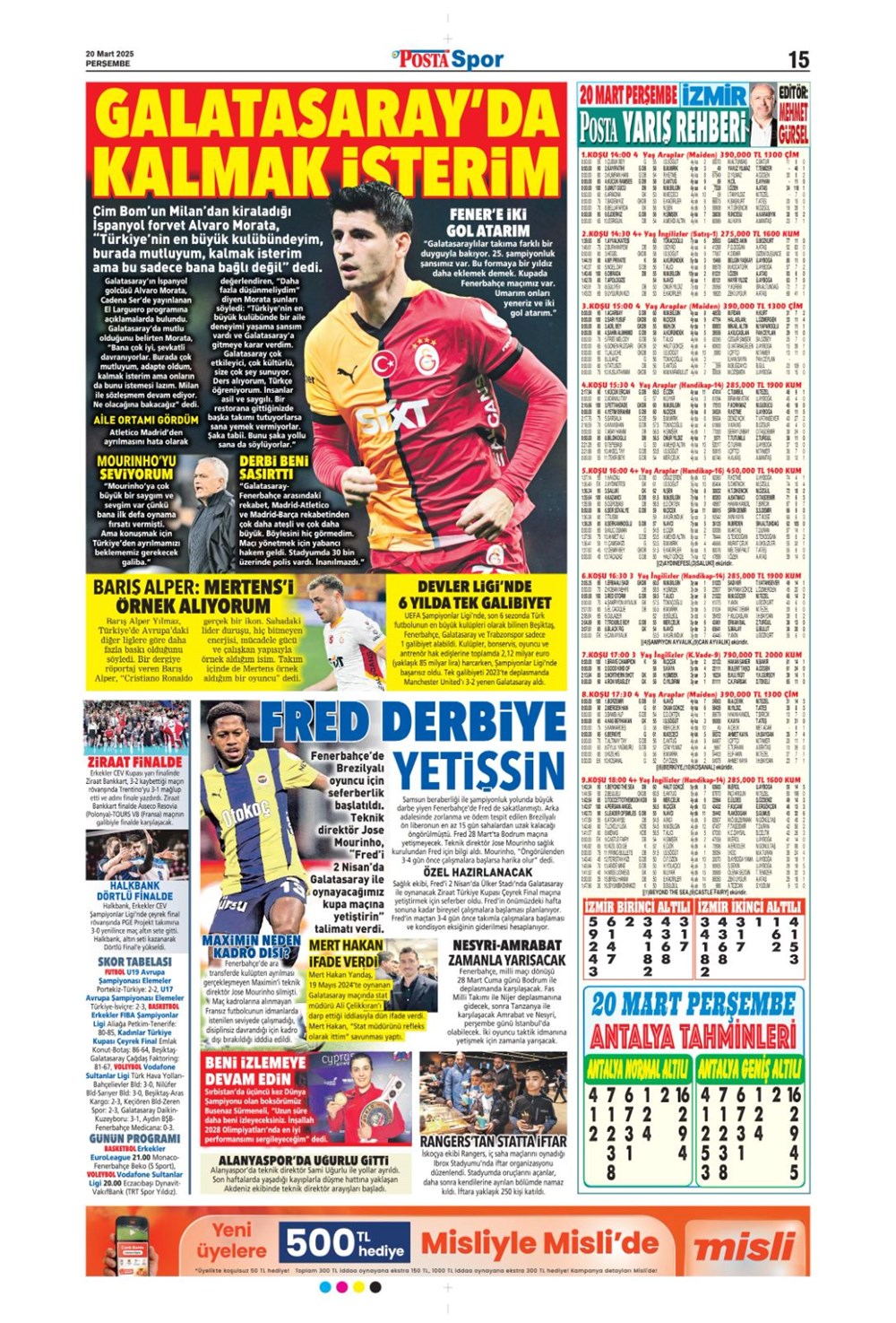 "Milliler avantaj peşinde" (20 Mart 2025 spor manşetleri) - 23