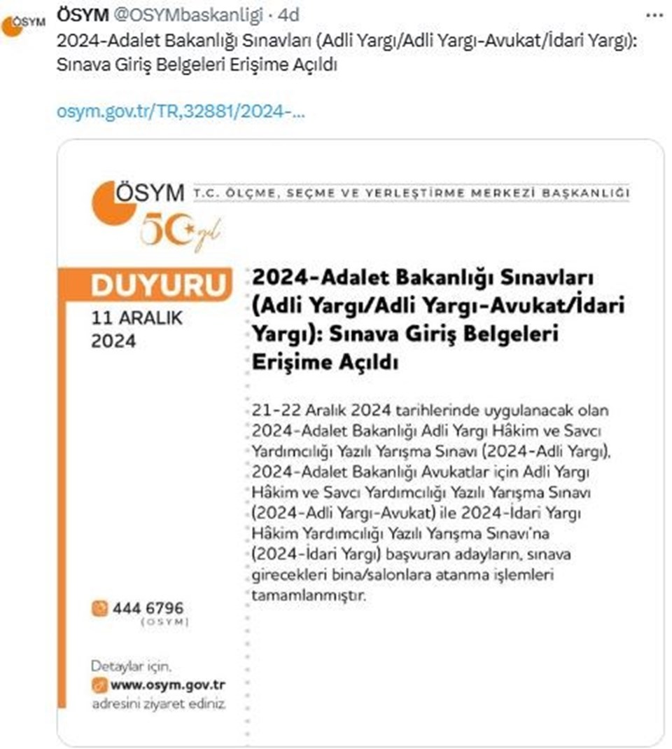 2024-Adalet Bakanlığı Sınavları sınav giriş belgeleri erişime açıldı: Sınav yerleri nasıl öğrenilir? - 1