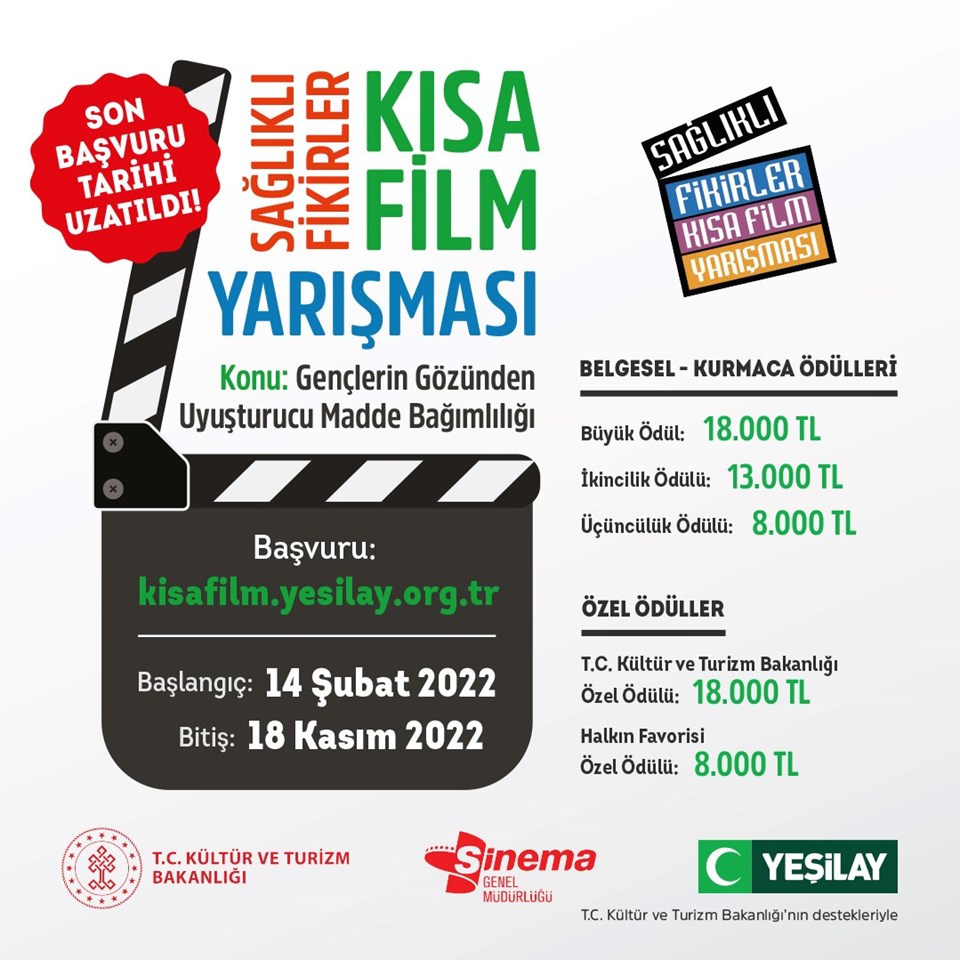 Yeşilay’ın Sağlıklı Fikirler Kısa Film Yarışması’na son başvuru tarihi 18 Kasım - 1