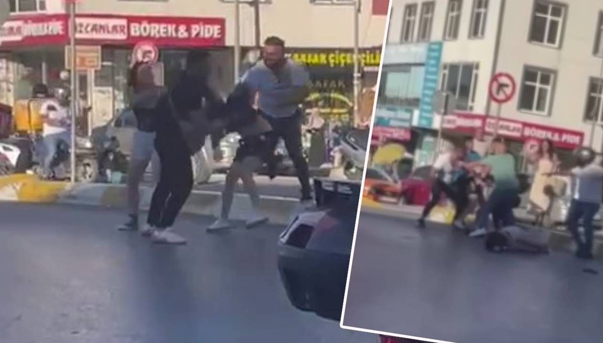 Motosikletli iki kadına dayak