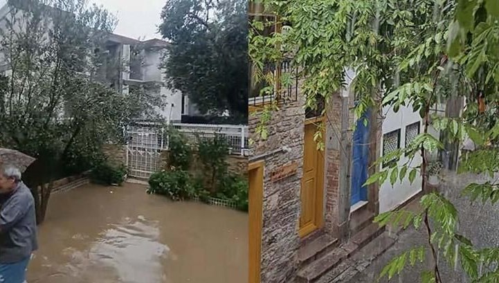 Ayvalık'ı sağanak vurdu