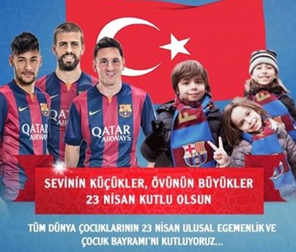 Barcelona'dan Türk bayraklı 23 Nisan mesajı - 1