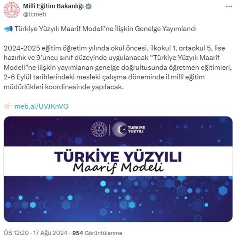 Türkiye Yüzyılı Maarif Modeli'ne ilişkin genelge yayımlandı: Öğretmen seminerleri ne zaman yapılacak? - 1