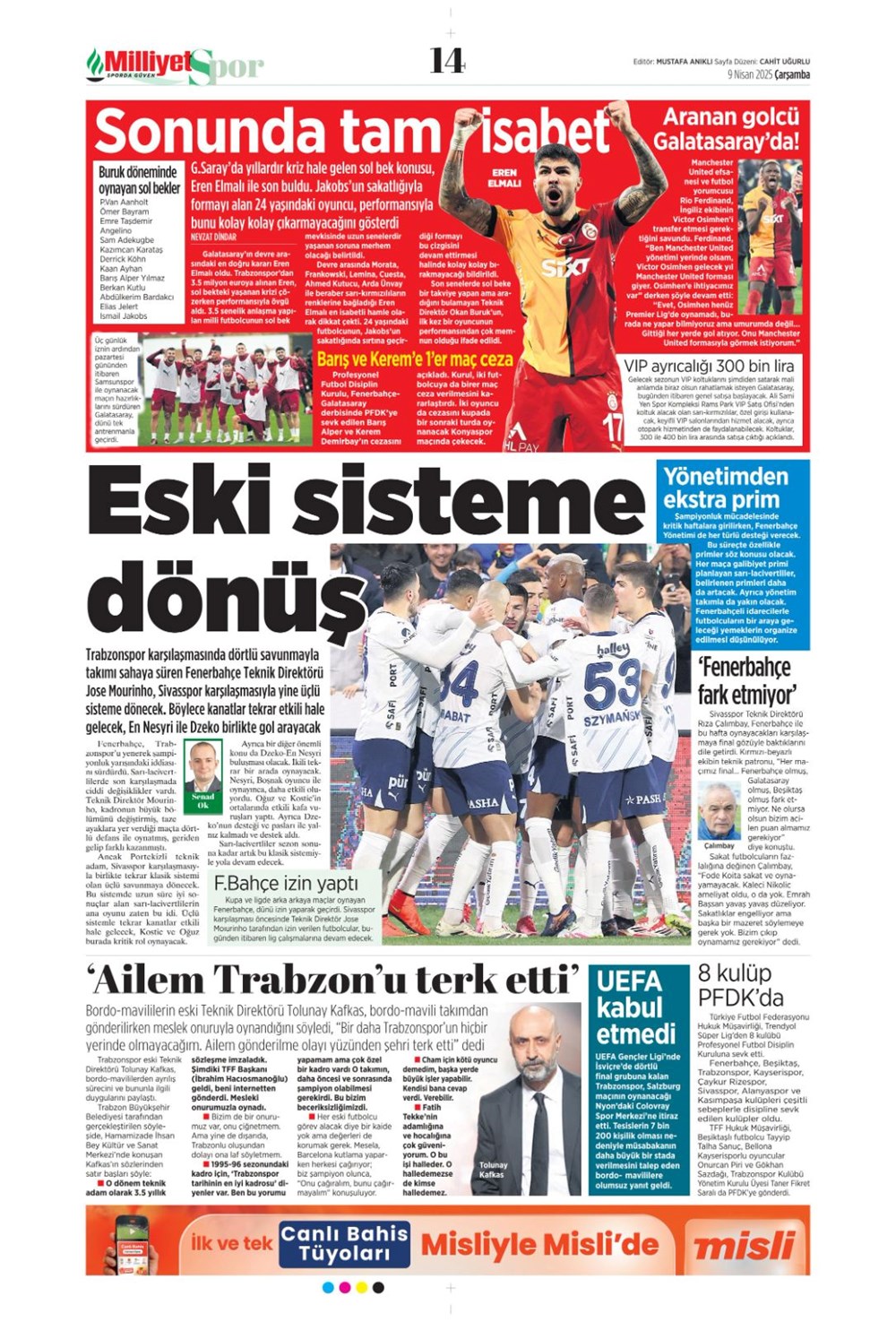 "Kevin De Bruyne derbisi" (9 Nisan 2025 spor manşetleri) - 19