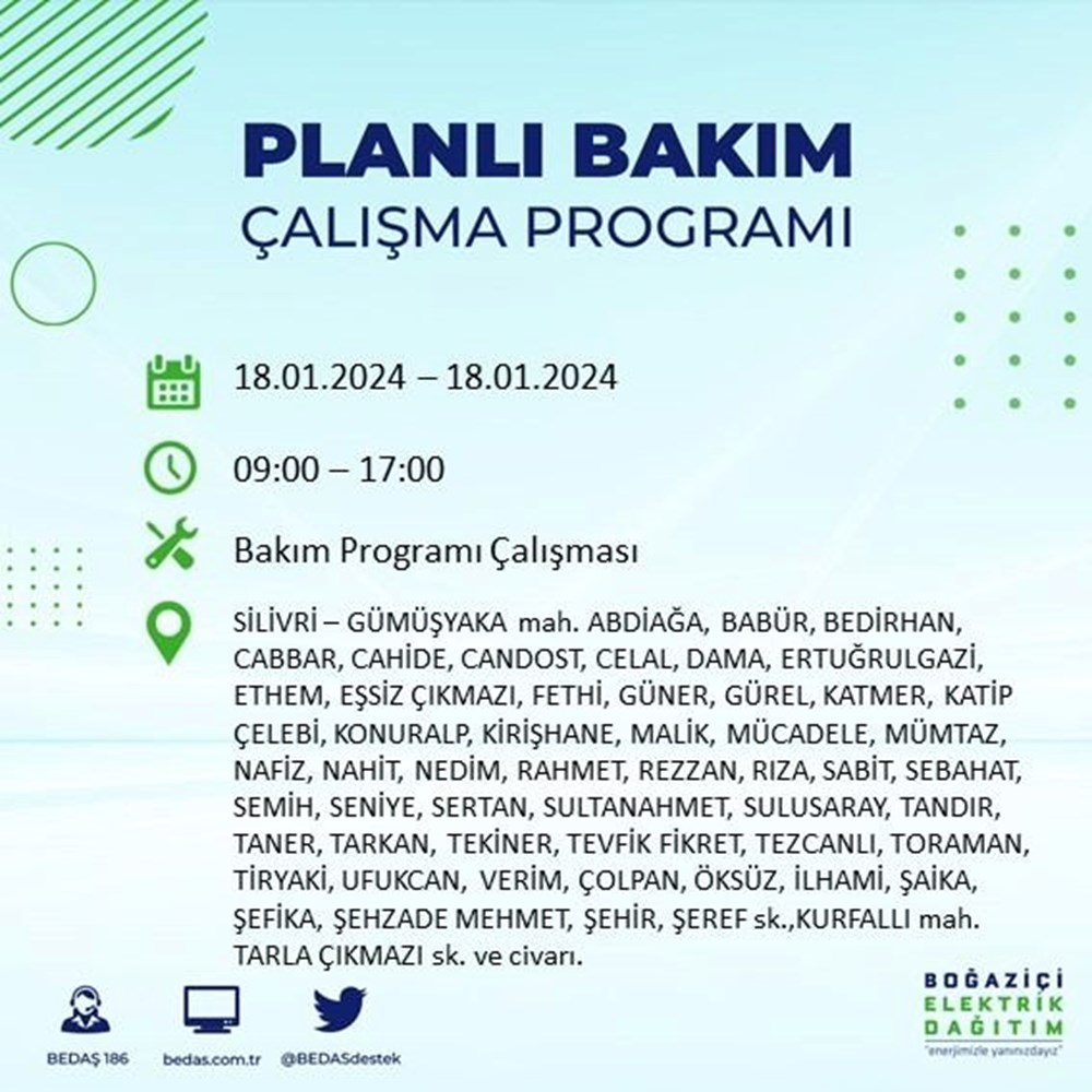 İstanbul'un 17 ilçesinde elektrik kesintisi: Elektrikler ne zaman gelecek? (18 Ocak BEDAŞ kesinti programı) - 38