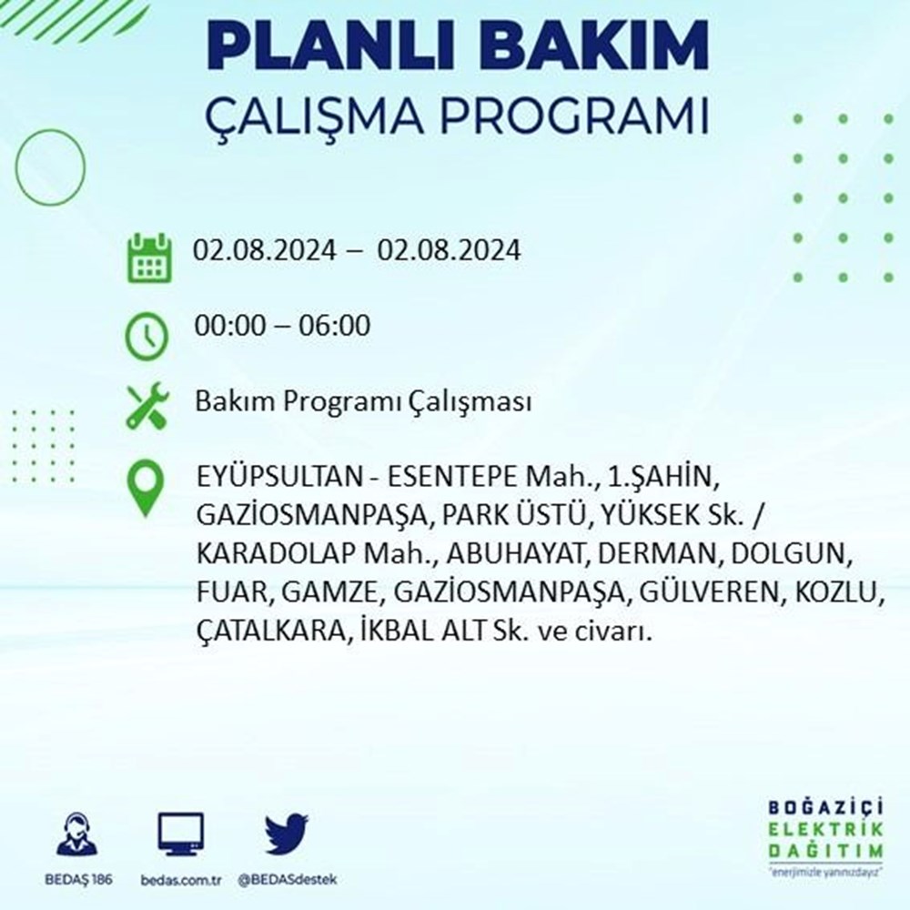 İstanbul'un 22 ilçesinde elektrik kesintisi: Elektrikler ne zaman gelecek? (2 Ağustos BEDAŞ kesinti programı) - 33