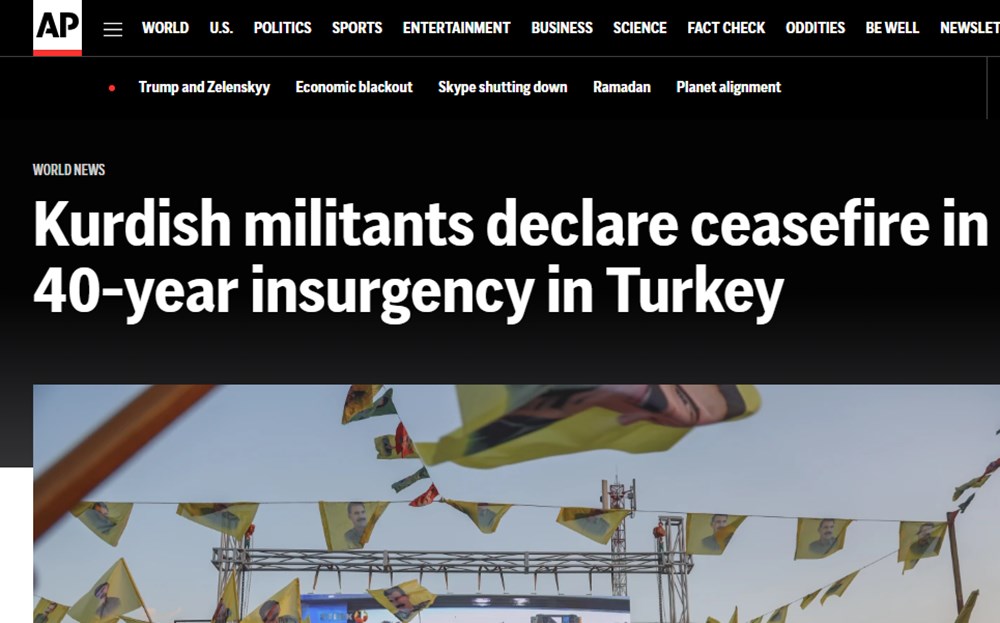 PKK'nın ateşkes ilanı dünya manşetlerinde:
