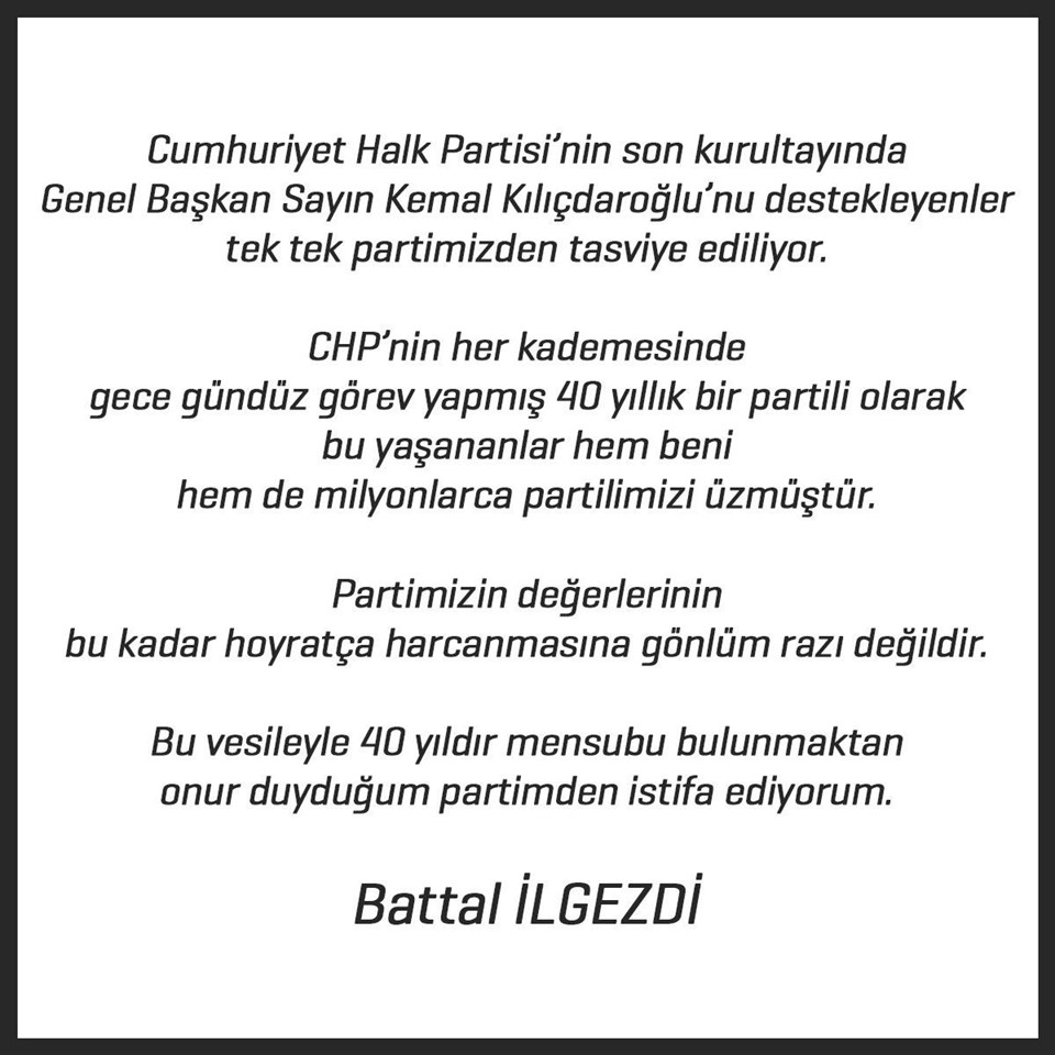 Ataşehir Belediye Başkanı Battal İlgezdi'den istifa paylaşımı - 1