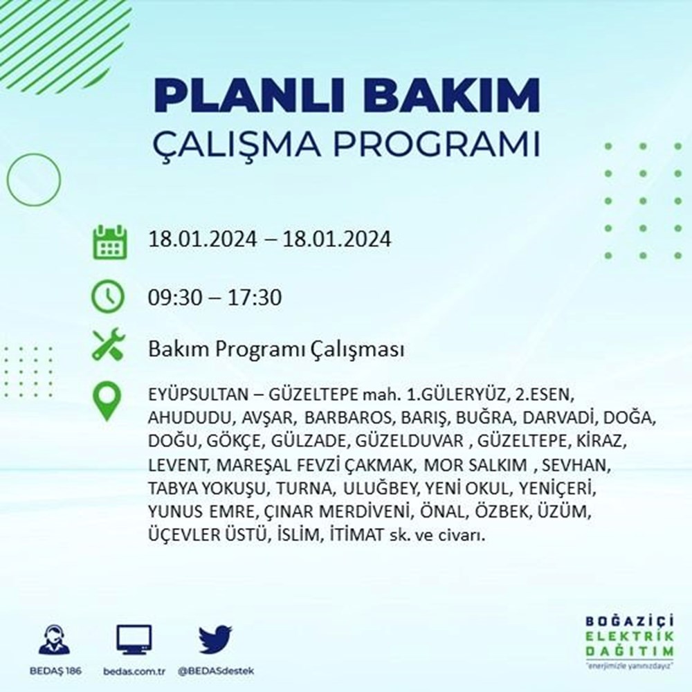 İstanbul'un 17 ilçesinde elektrik kesintisi: Elektrikler ne zaman gelecek? (18 Ocak BEDAŞ kesinti programı) - 24