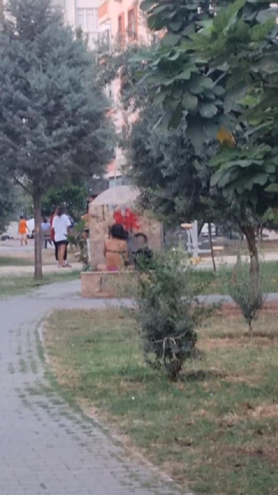 Adana'da akılalmaz olay: Parktaki çeşmede iç çamaşırlarıyla banyo yaptı - 1