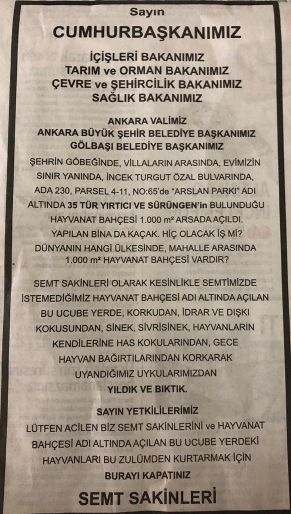 Ankara'da kükreme seslerinden korkan vatandaşlar hayvanat bahçesinin kapatılması için gazeteye ilan verdi - 2