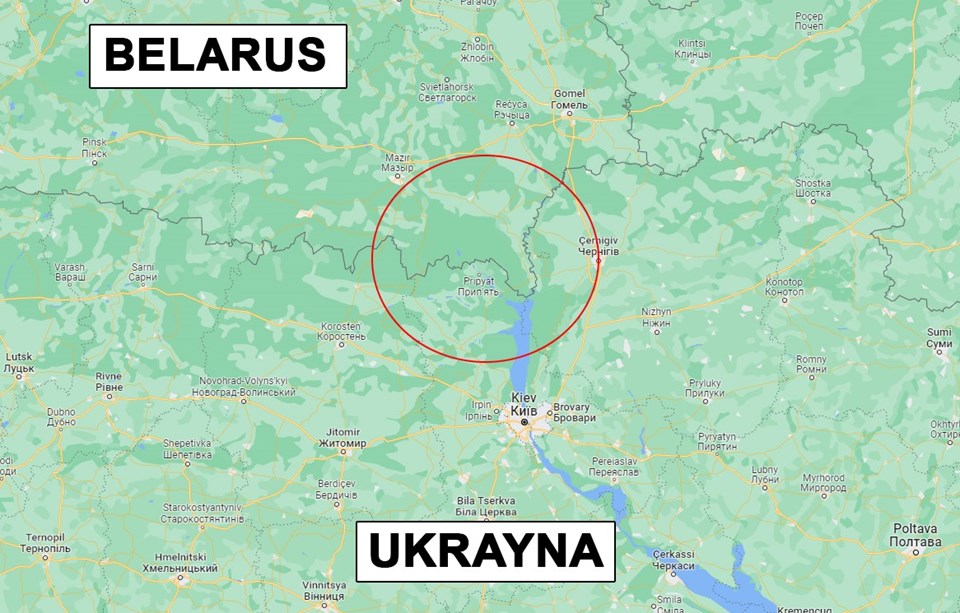 Pripyat ırmağı bölgesi Belarus ile Ukrayna sınırında bulunuyor.