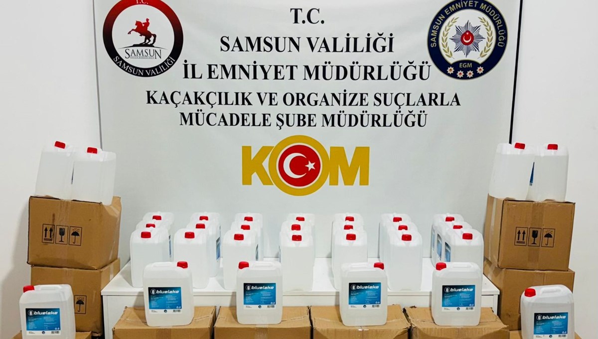 Samsun'da 640 litre etil alkol ele geçirildi