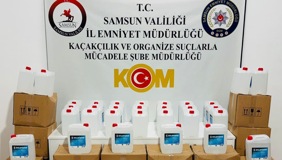 Samsun'da 640 litre etil alkol ele geçirildi Samsun'da 640 litre etil alkol ele geçirildi