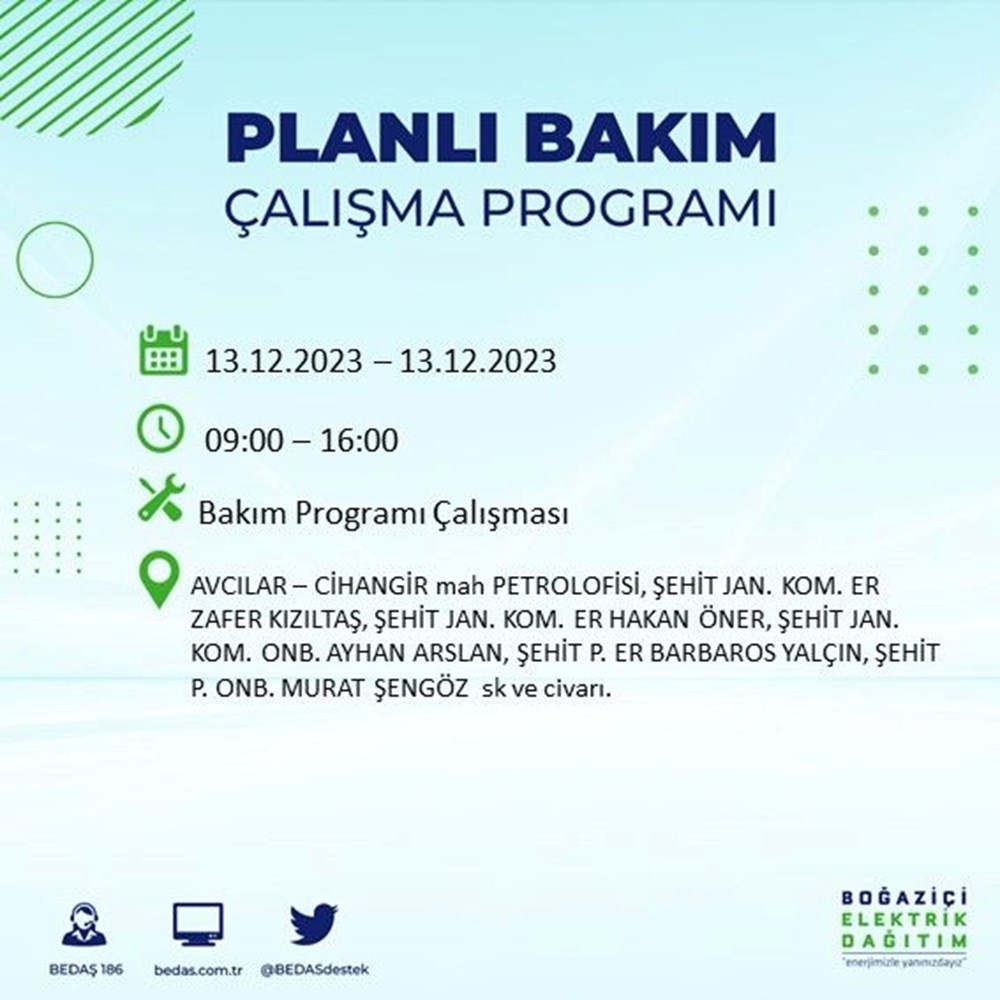 İstanbul'un 20 ilçesinde elektrik kesintisi: Elektrikler ne zaman gelecek? (13 Aralık BEDAŞ kesinti programı) - 3