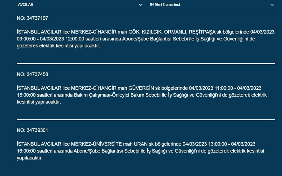 İstanbul'un birçok ilçesinde elektrik kesintisi (Avcılar, Tuzla, Beykoz, Bağcılar'da elektrikler ne zaman gelecek?) BEDAŞ ve AYEDAŞ duyurdu - 1