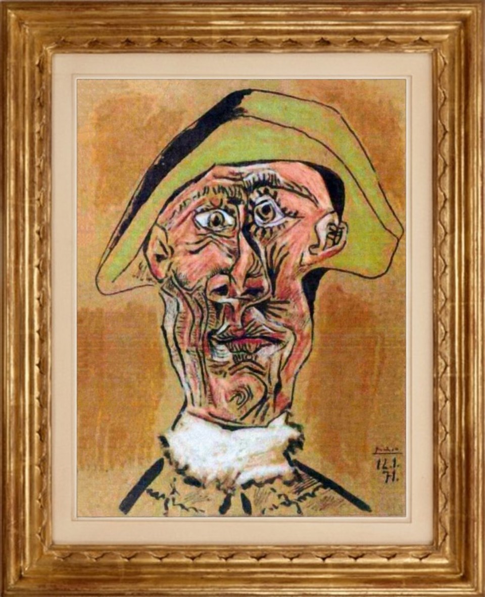 Picasso2nun "Harlequin Head" (Harlequin Başı) adlı eseri.