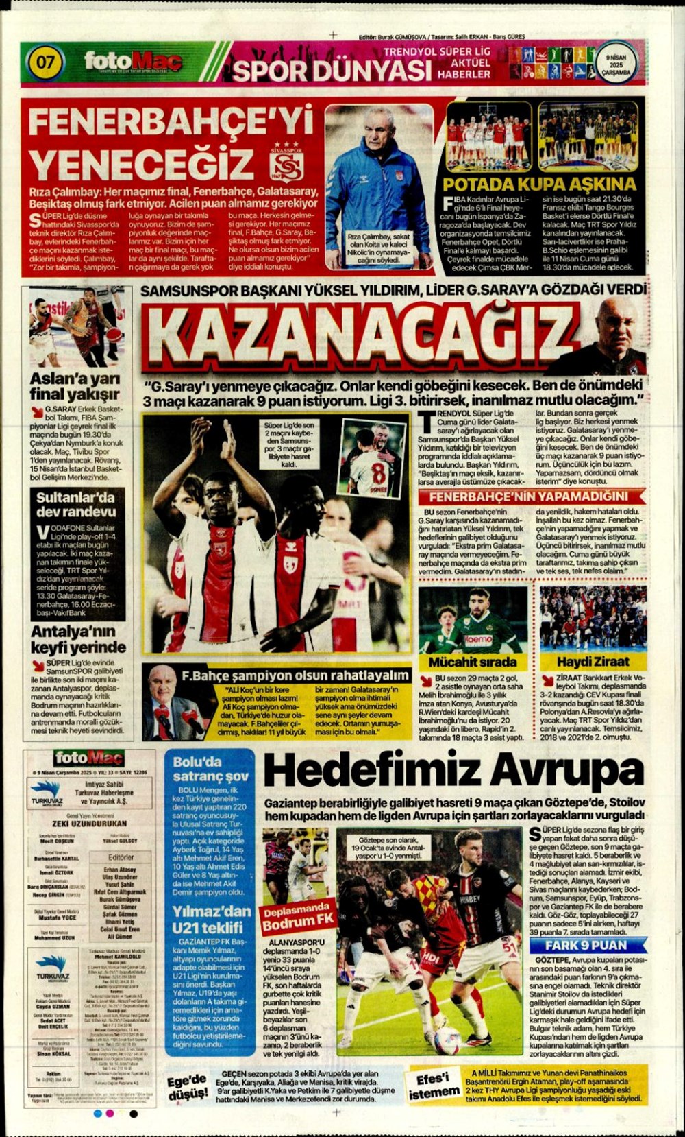 "Kevin De Bruyne derbisi" (9 Nisan 2025 spor manşetleri) - 15