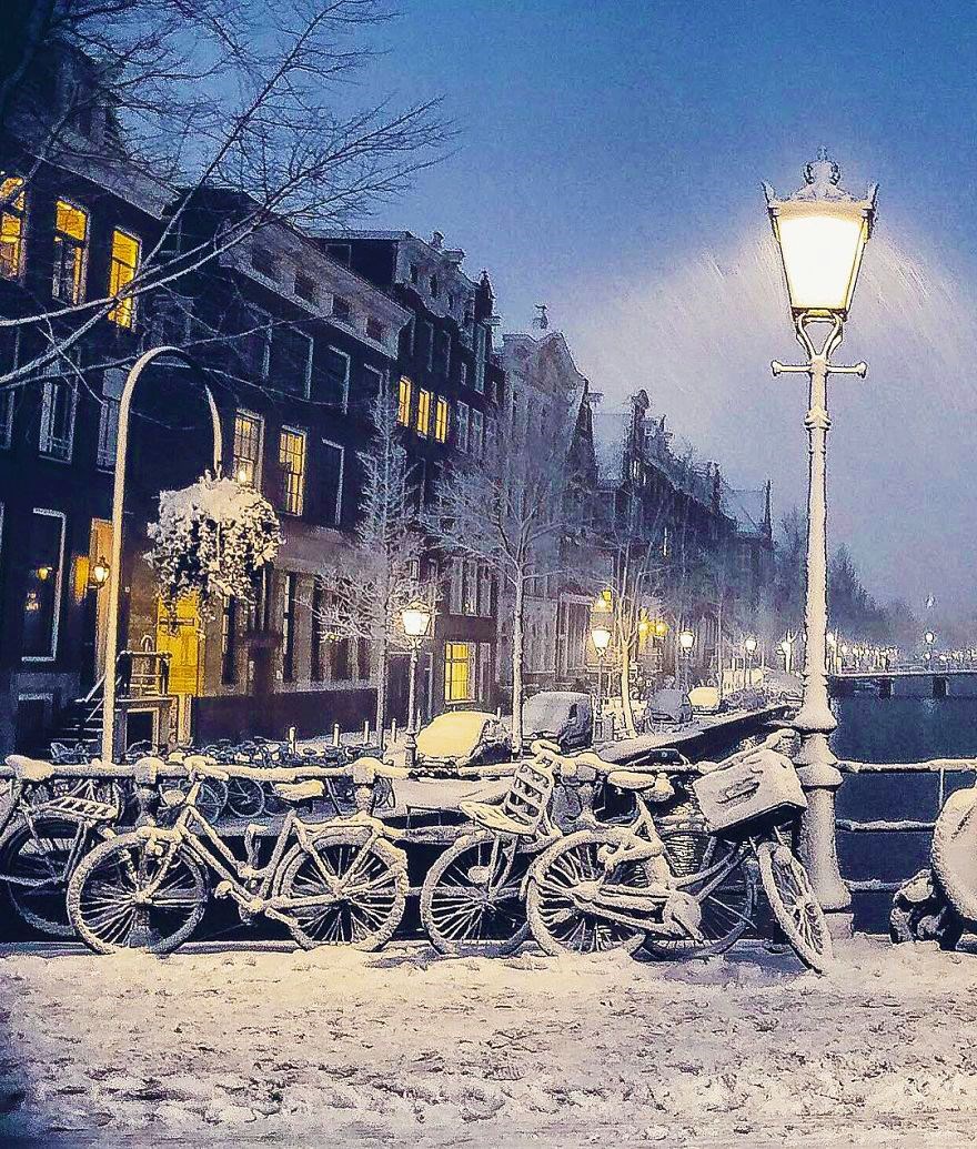 amsterdam, karlar altında amsterdam, hollanda amsterdam