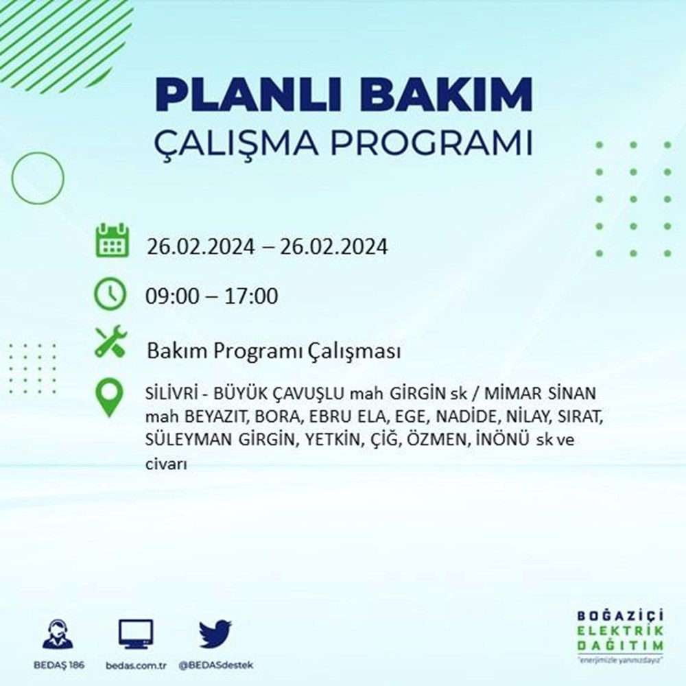 İstanbul'un 19 ilçesinde elektrik kesintisi: Elektrikler ne zaman gelecek? (26 Şubat BEDAŞ kesinti programı) - 50