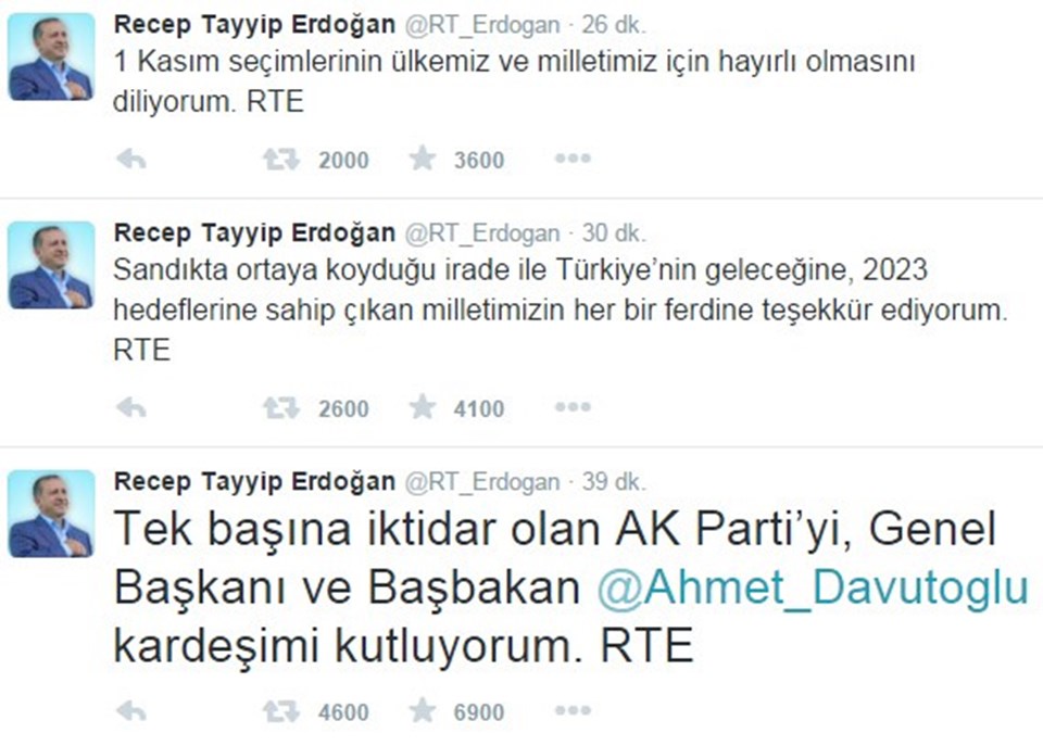 Başbakan Davutoğlu ile Erdoğan Twitter'dan mesajlaştı - 1