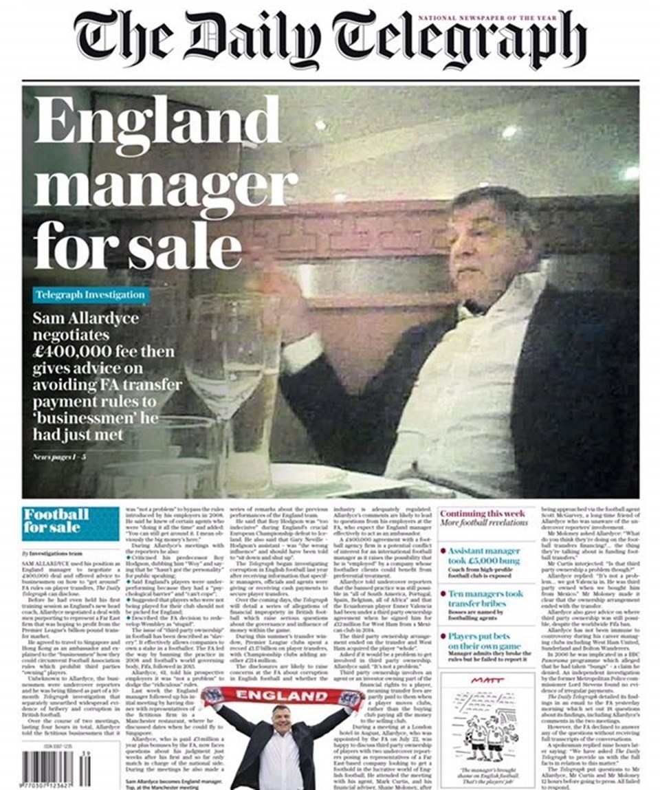 The Telegraph gazetesinin manşeti