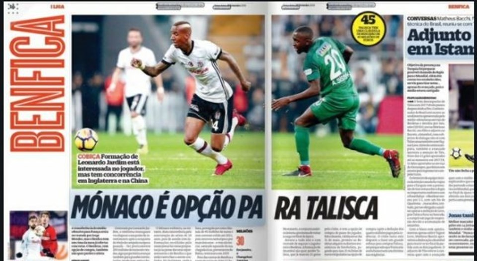 Talisca’nın transfer haberleri Portekiz basınında geniş yer buluyor.