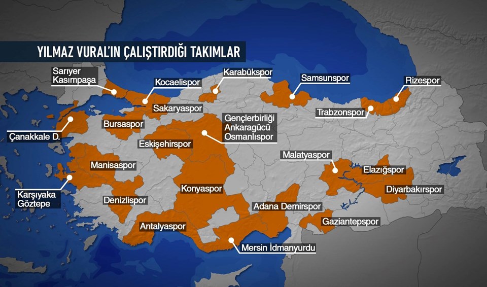 Yılmaz Vural'ın kariyeri (Haritalı analiz)