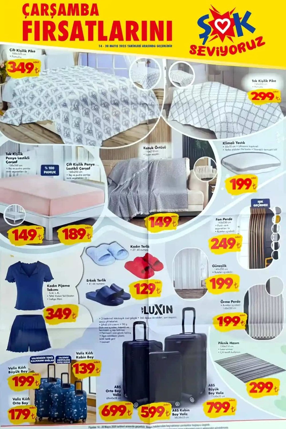 ŞOK 14-20 Mayıs aktüel kataloğu: Pike, çarşaf, koltuk örtüsü, klimalı yastık ve piknik hasırı geliyor 73